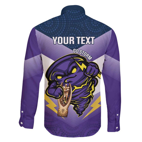 Personalised Storm Rugby 2024 Family Matching Puletasi and Hawaiian Shirt Mascot With Trophy Go Champions Aboriginal Art