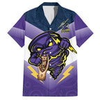 Personalised Storm Rugby 2024 Family Matching Short Sleeve Bodycon Dress and Hawaiian Shirt Mascot With Trophy Go Champions Aboriginal Art