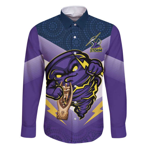 Personalised Storm Rugby 2024 Family Matching Short Sleeve Bodycon Dress and Hawaiian Shirt Mascot With Trophy Go Champions Aboriginal Art