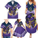 Personalised Storm Rugby 2024 Family Matching Summer Maxi Dress and Hawaiian Shirt Mascot With Trophy Go Champions Aboriginal Art