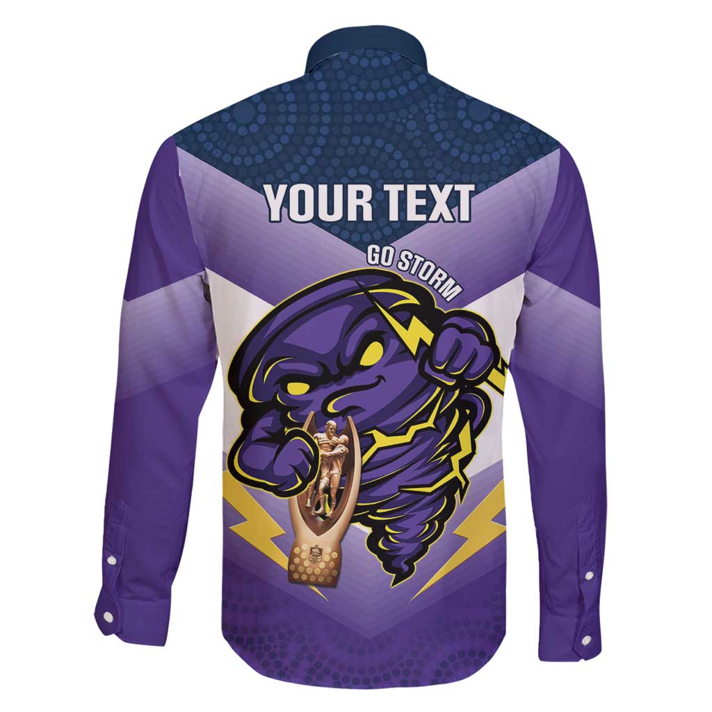Personalised Storm Rugby 2024 Family Matching Summer Maxi Dress and Hawaiian Shirt Mascot With Trophy Go Champions Aboriginal Art