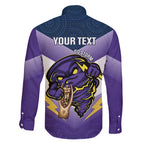 Personalised Storm Rugby 2024 Family Matching Summer Maxi Dress and Hawaiian Shirt Mascot With Trophy Go Champions Aboriginal Art