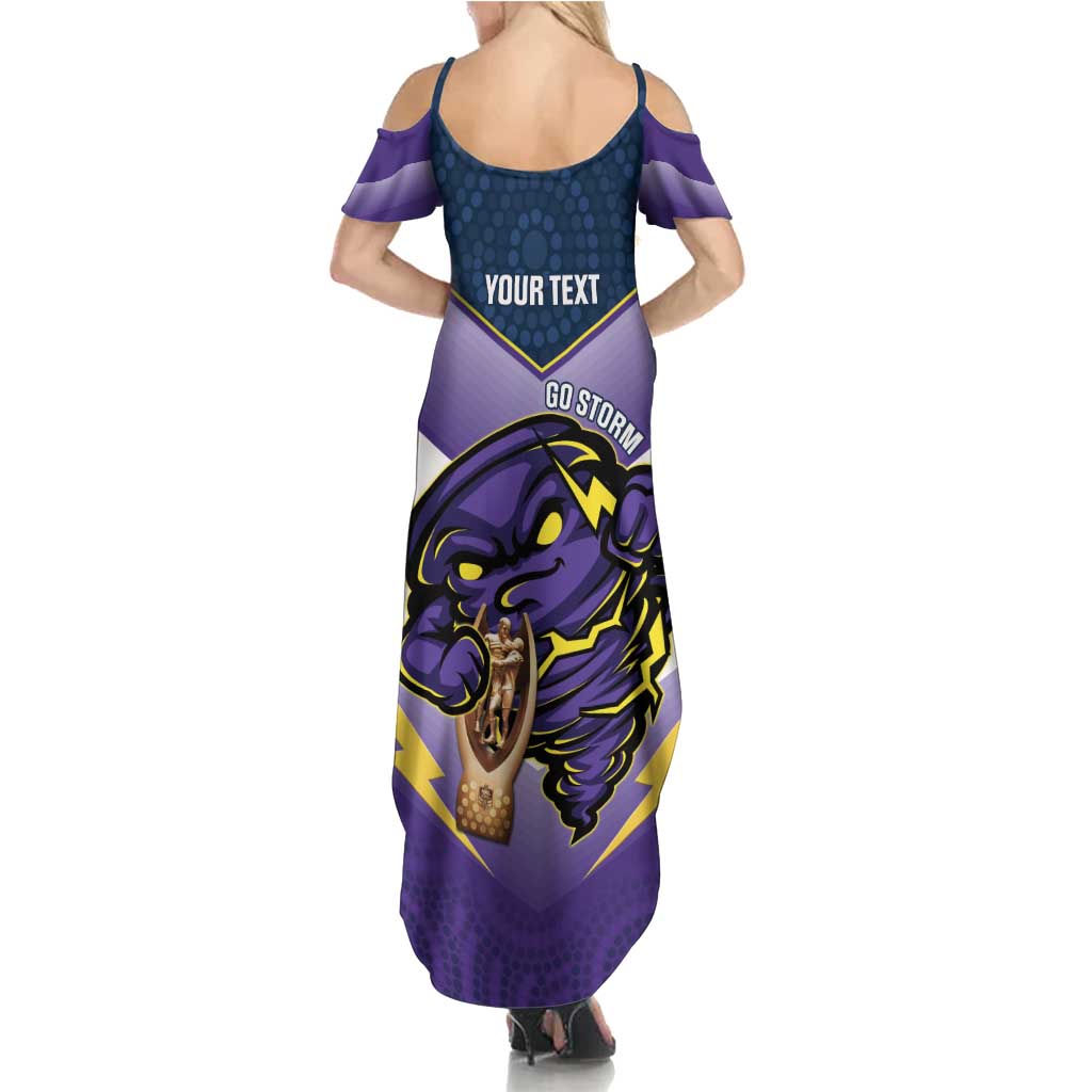 Personalised Storm Rugby 2024 Family Matching Summer Maxi Dress and Hawaiian Shirt Mascot With Trophy Go Champions Aboriginal Art