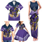 Personalised Storm Rugby 2024 Family Matching Tank Maxi Dress and Hawaiian Shirt Mascot With Trophy Go Champions Aboriginal Art