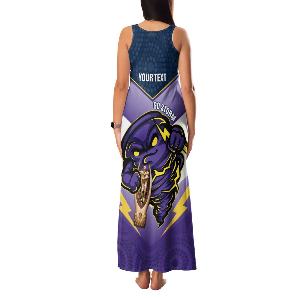 Personalised Storm Rugby 2024 Family Matching Tank Maxi Dress and Hawaiian Shirt Mascot With Trophy Go Champions Aboriginal Art