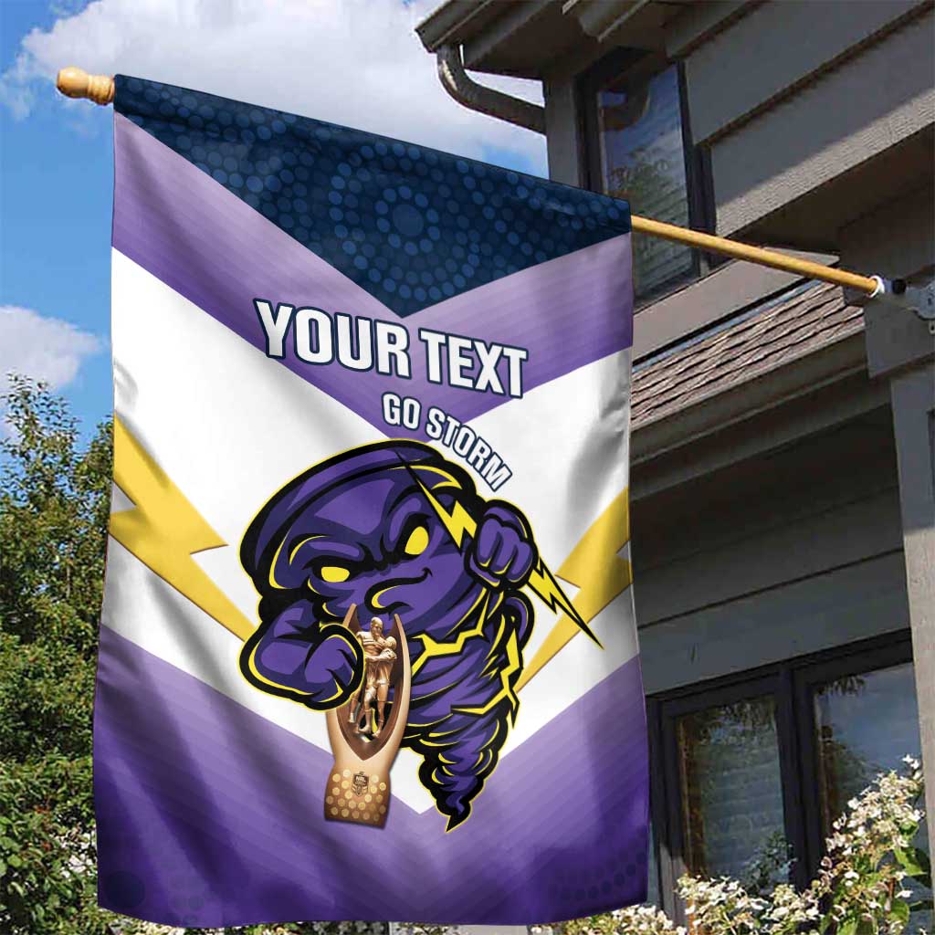 Personalised Storm Rugby 2024 Garden Flag Mascot With Trophy Go Champions Aboriginal Art