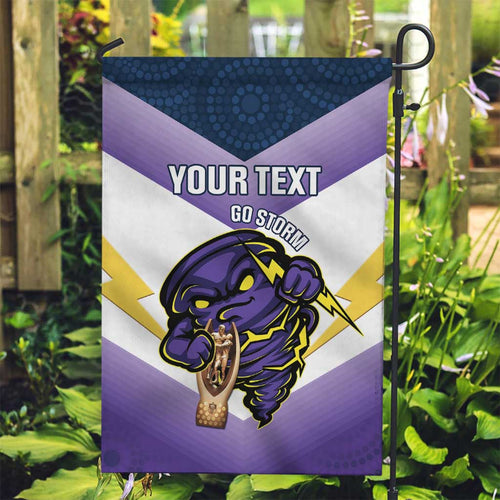 Personalised Storm Rugby 2024 Garden Flag Mascot With Trophy Go Champions Aboriginal Art