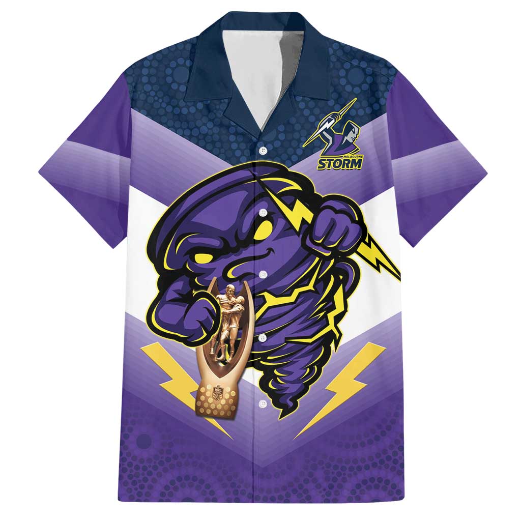 Personalised Storm Rugby 2024 Hawaiian Shirt Mascot With Trophy Go Champions Aboriginal Art