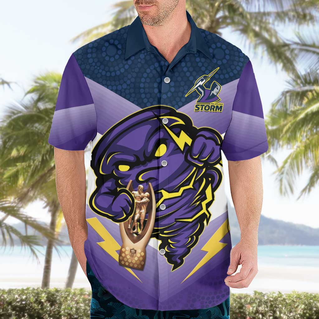 Personalised Storm Rugby 2024 Hawaiian Shirt Mascot With Trophy Go Champions Aboriginal Art