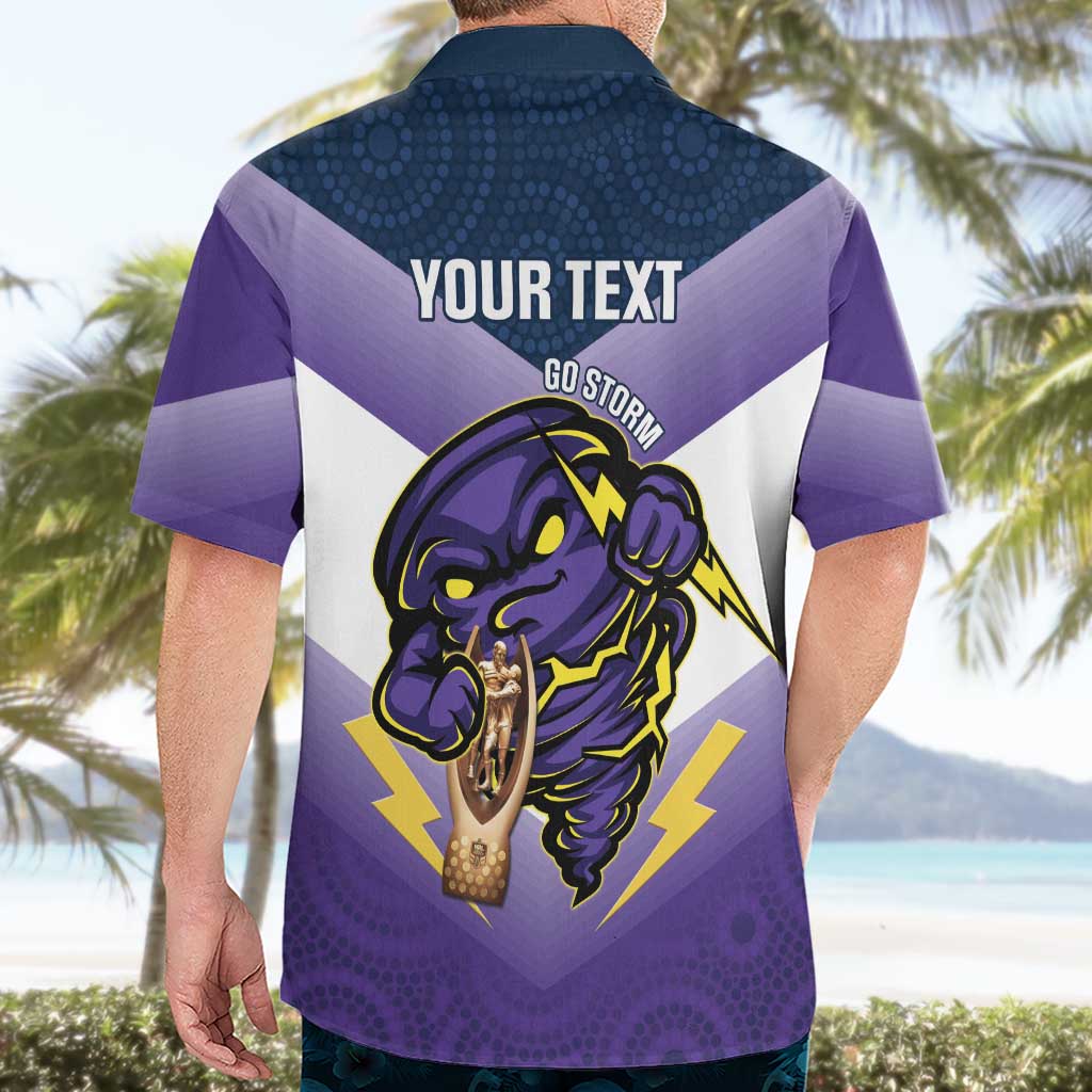 Personalised Storm Rugby 2024 Hawaiian Shirt Mascot With Trophy Go Champions Aboriginal Art