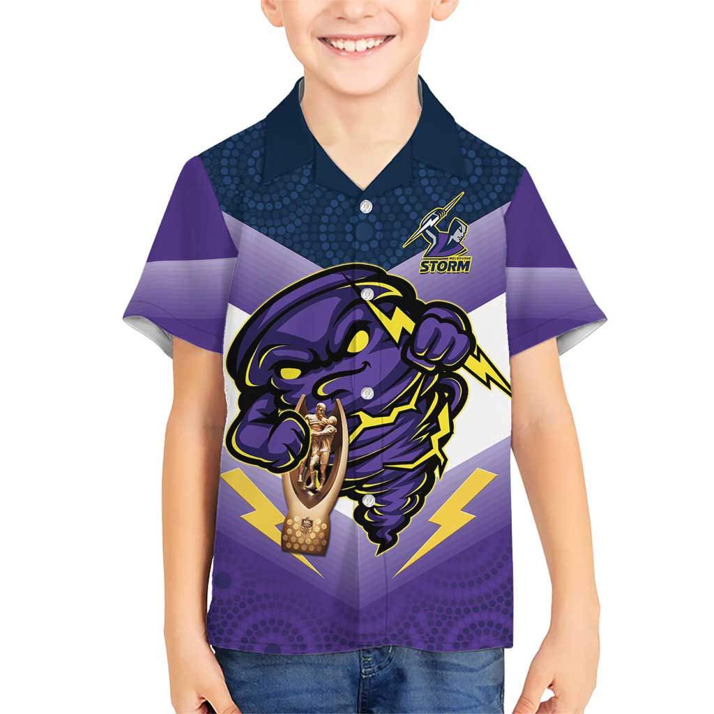Personalised Storm Rugby 2024 Hawaiian Shirt Mascot With Trophy Go Champions Aboriginal Art