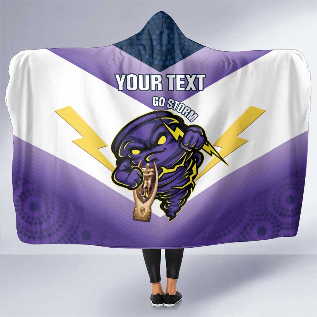 Personalised Storm Rugby 2024 Hooded Blanket Mascot With Trophy Go Champions Aboriginal Art
