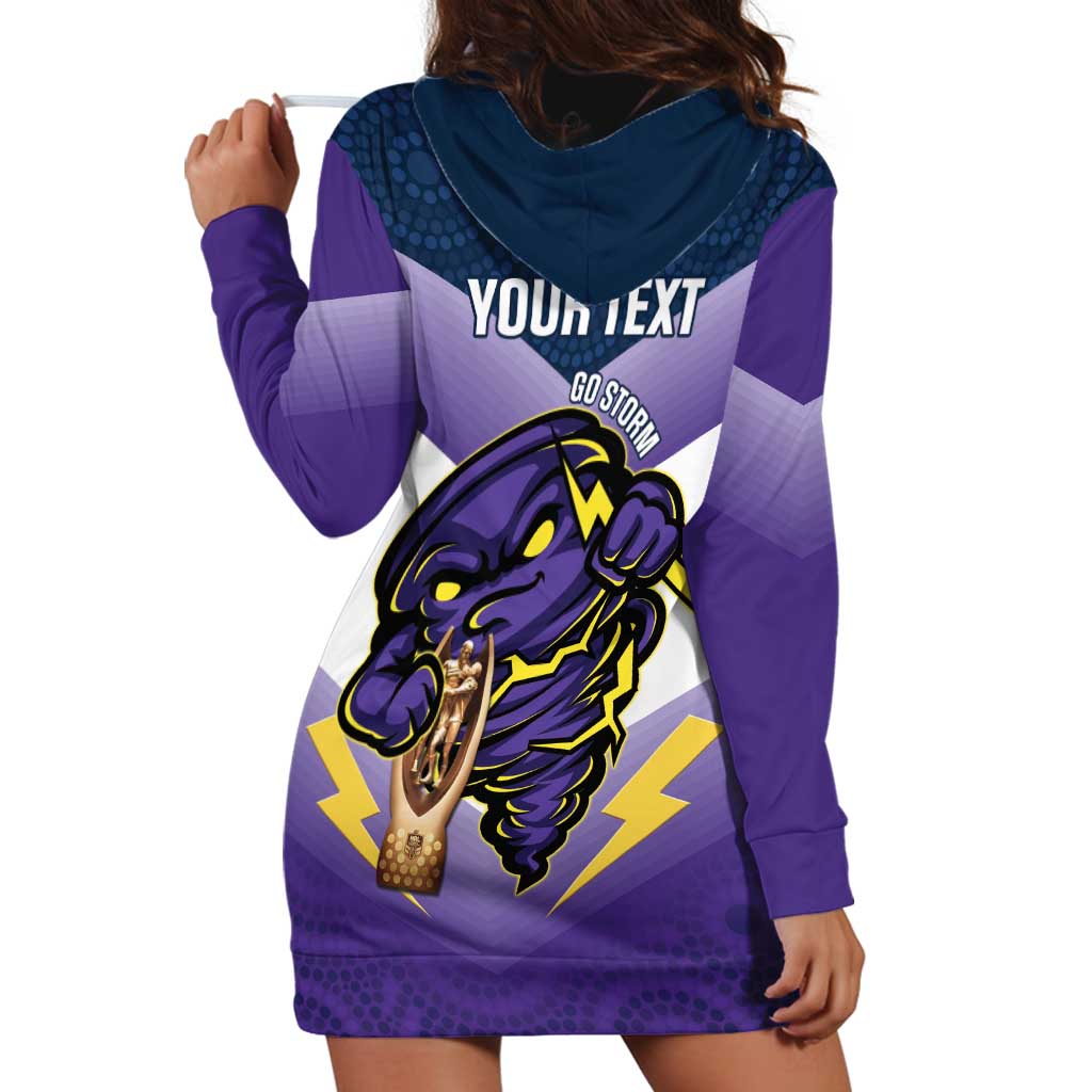 Personalised Storm Rugby 2024 Hoodie Dress Mascot With Trophy Go Champions Aboriginal Art