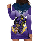 Personalised Storm Rugby 2024 Hoodie Dress Mascot With Trophy Go Champions Aboriginal Art