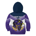 Personalised Storm Rugby 2024 Kid Hoodie Mascot With Trophy Go Champions Aboriginal Art