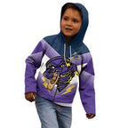 Personalised Storm Rugby 2024 Kid Hoodie Mascot With Trophy Go Champions Aboriginal Art