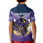 Personalised Storm Rugby 2024 Kid Polo Shirt Mascot With Trophy Go Champions Aboriginal Art