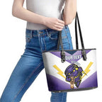 Personalised Storm Rugby 2024 Leather Tote Bag Mascot With Trophy Go Champions Aboriginal Art