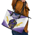 Personalised Storm Rugby 2024 Leather Tote Bag Mascot With Trophy Go Champions Aboriginal Art