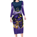 Personalised Storm Rugby 2024 Long Sleeve Bodycon Dress Mascot With Trophy Go Champions Aboriginal Art
