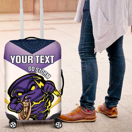 Personalised Storm Rugby 2024 Luggage Cover Mascot With Trophy Go Champions Aboriginal Art
