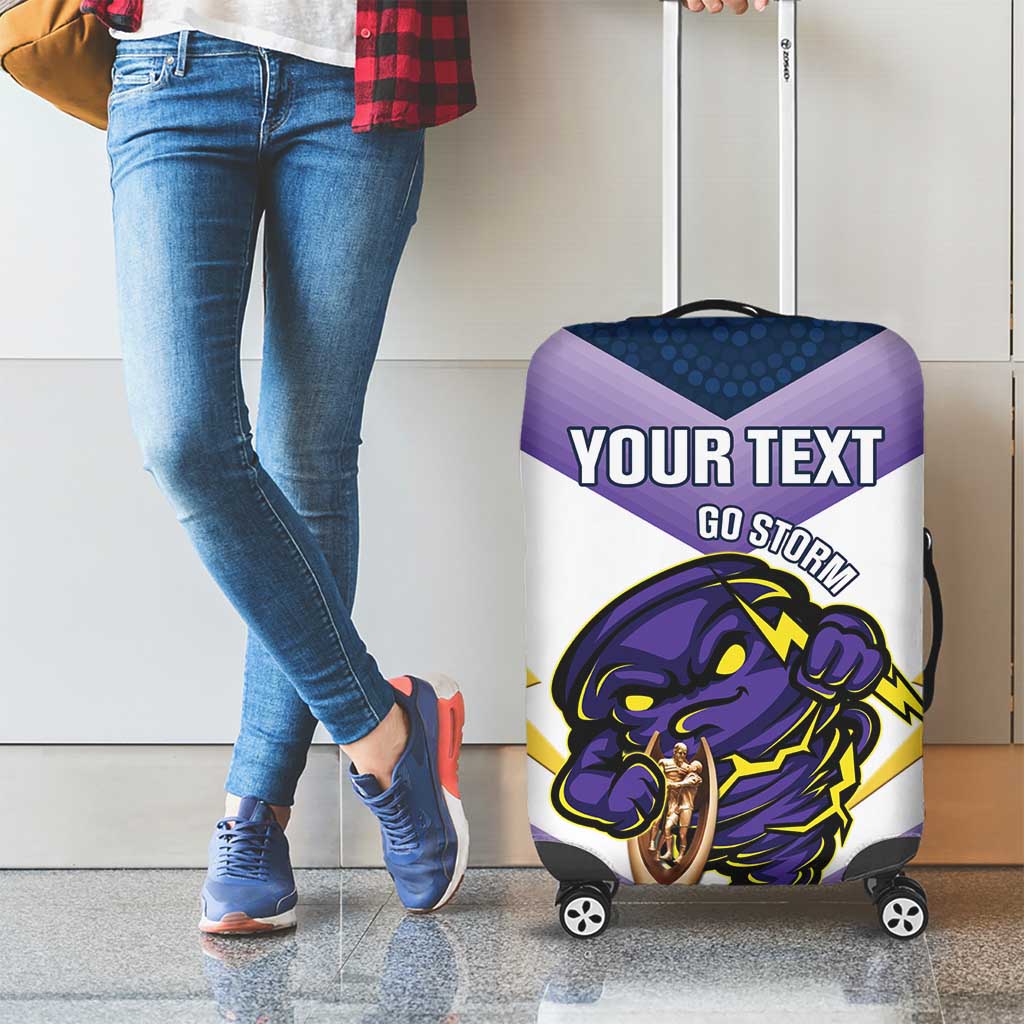 Personalised Storm Rugby 2024 Luggage Cover Mascot With Trophy Go Champions Aboriginal Art