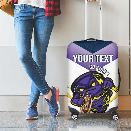 Personalised Storm Rugby 2024 Luggage Cover Mascot With Trophy Go Champions Aboriginal Art