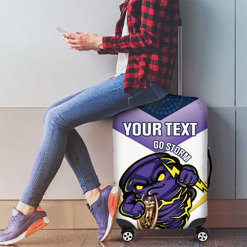 Personalised Storm Rugby 2024 Luggage Cover Mascot With Trophy Go Champions Aboriginal Art