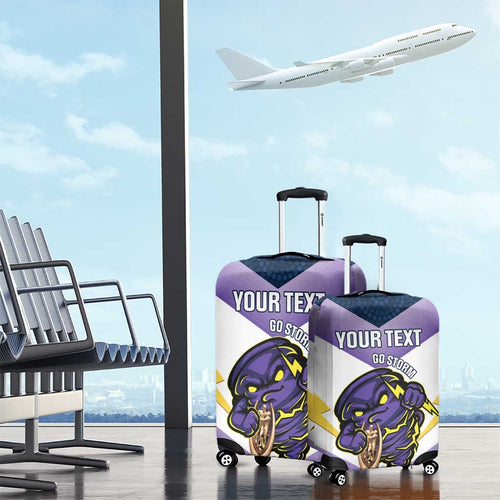 Personalised Storm Rugby 2024 Luggage Cover Mascot With Trophy Go Champions Aboriginal Art