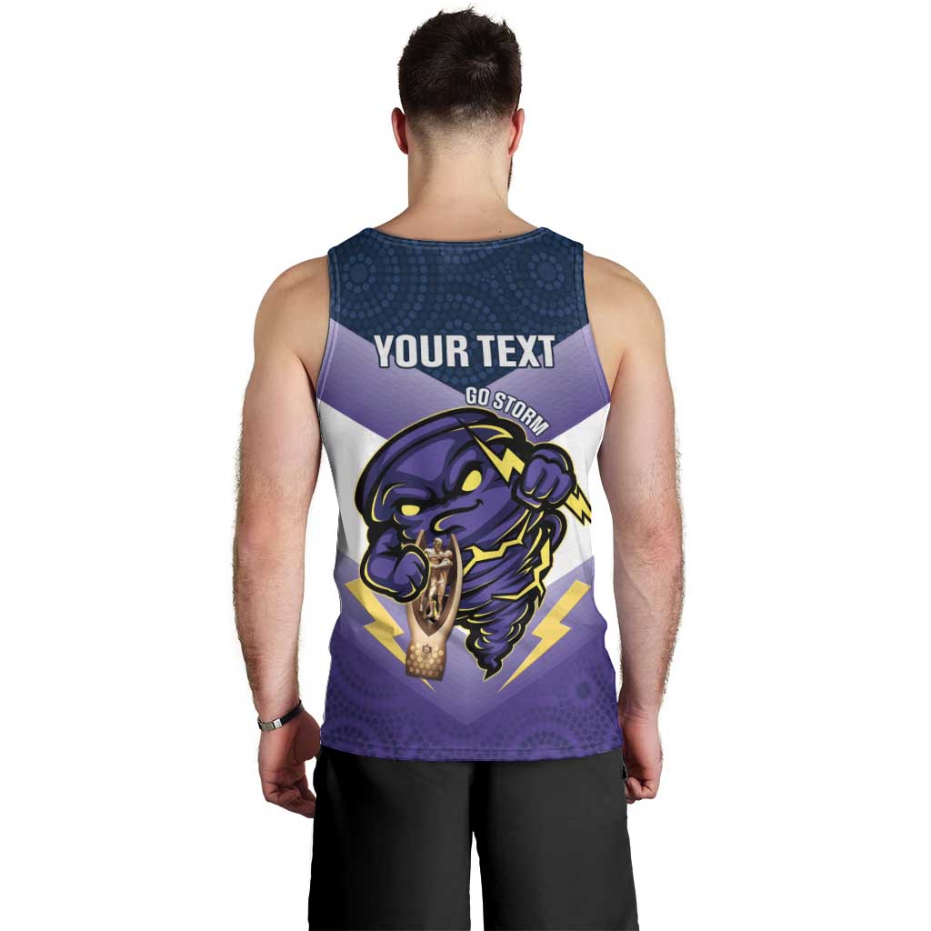 Personalised Storm Rugby 2024 Men Tank Top Mascot With Trophy Go Champions Aboriginal Art
