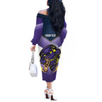 Personalised Storm Rugby 2024 Off The Shoulder Long Sleeve Dress Mascot With Trophy Go Champions Aboriginal Art