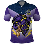 Personalised Storm Rugby 2024 Polo Shirt Mascot With Trophy Go Champions Aboriginal Art