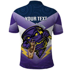 Personalised Storm Rugby 2024 Polo Shirt Mascot With Trophy Go Champions Aboriginal Art