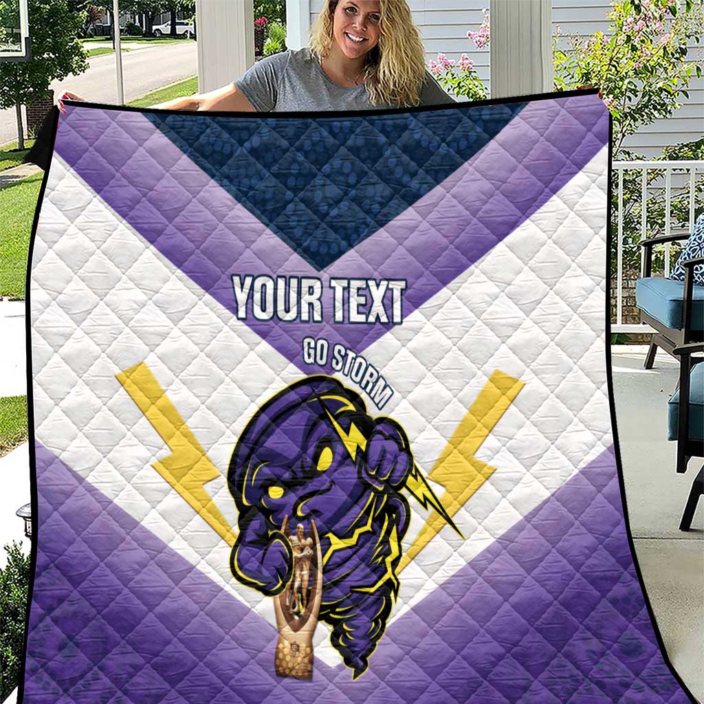 Personalised Storm Rugby 2024 Quilt Mascot With Trophy Go Champions Aboriginal Art
