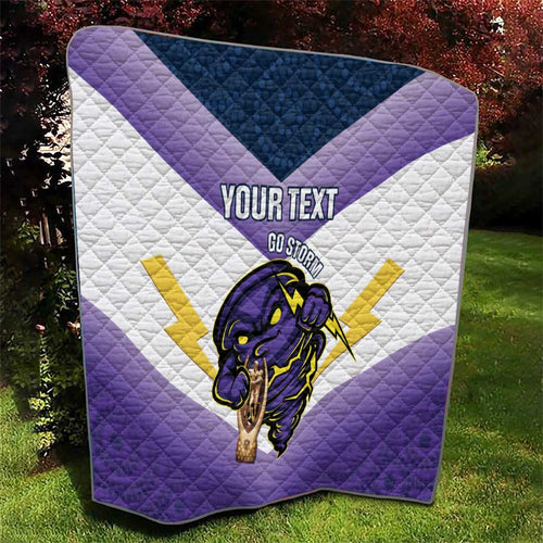 Personalised Storm Rugby 2024 Quilt Mascot With Trophy Go Champions Aboriginal Art
