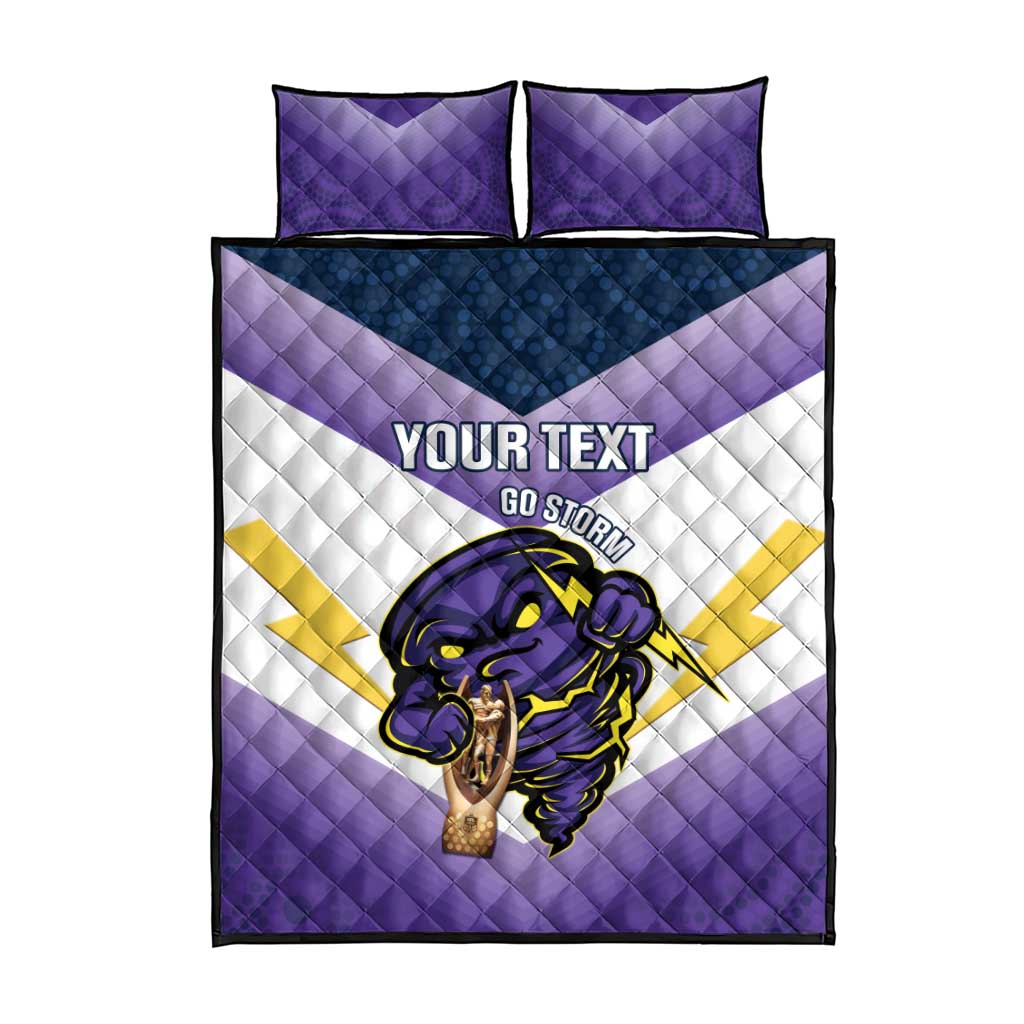 Personalised Storm Rugby 2024 Quilt Bed Set Mascot With Trophy Go Champions Aboriginal Art