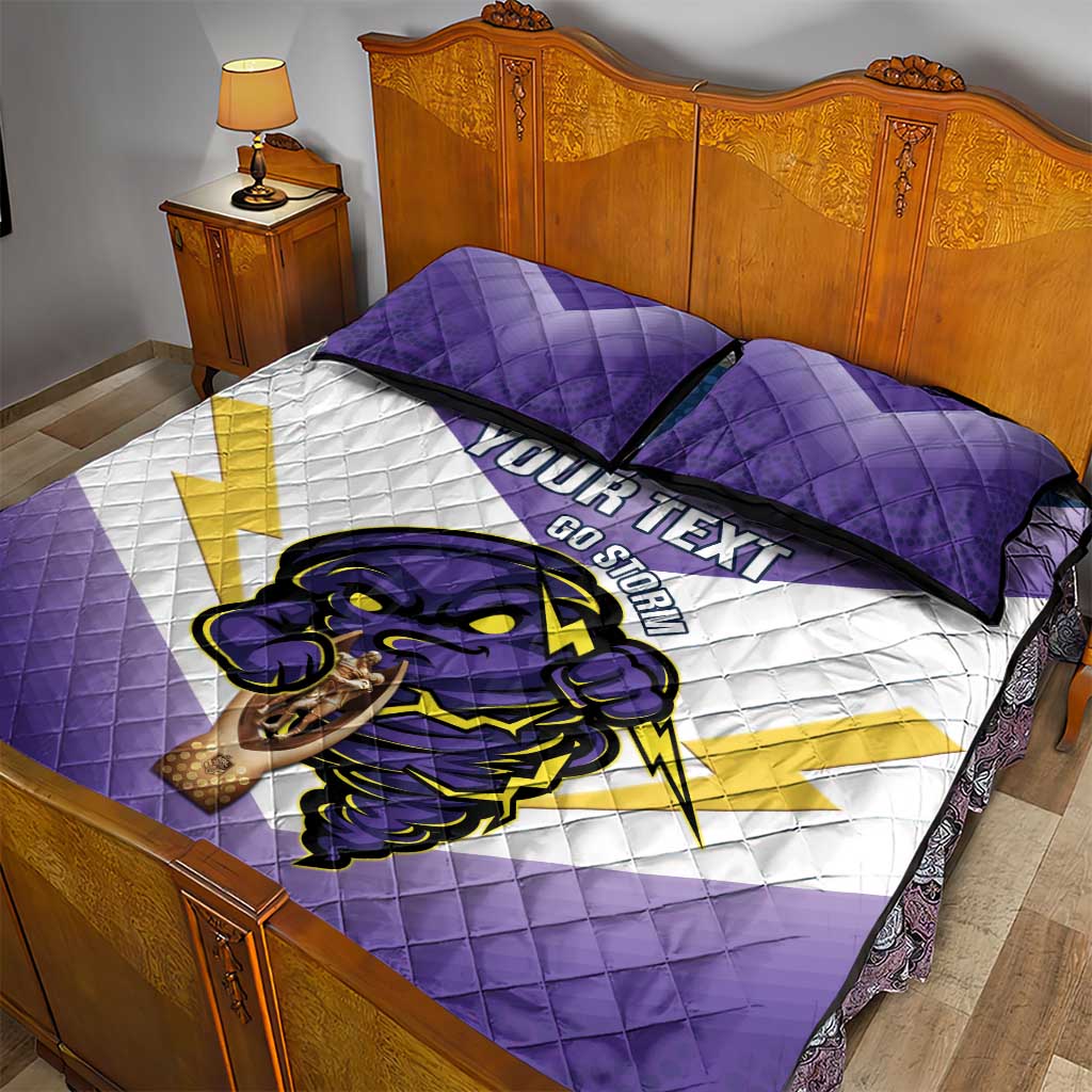 Personalised Storm Rugby 2024 Quilt Bed Set Mascot With Trophy Go Champions Aboriginal Art