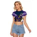 Personalised Storm Rugby 2024 Raglan Cropped T Shirt Mascot With Trophy Go Champions Aboriginal Art