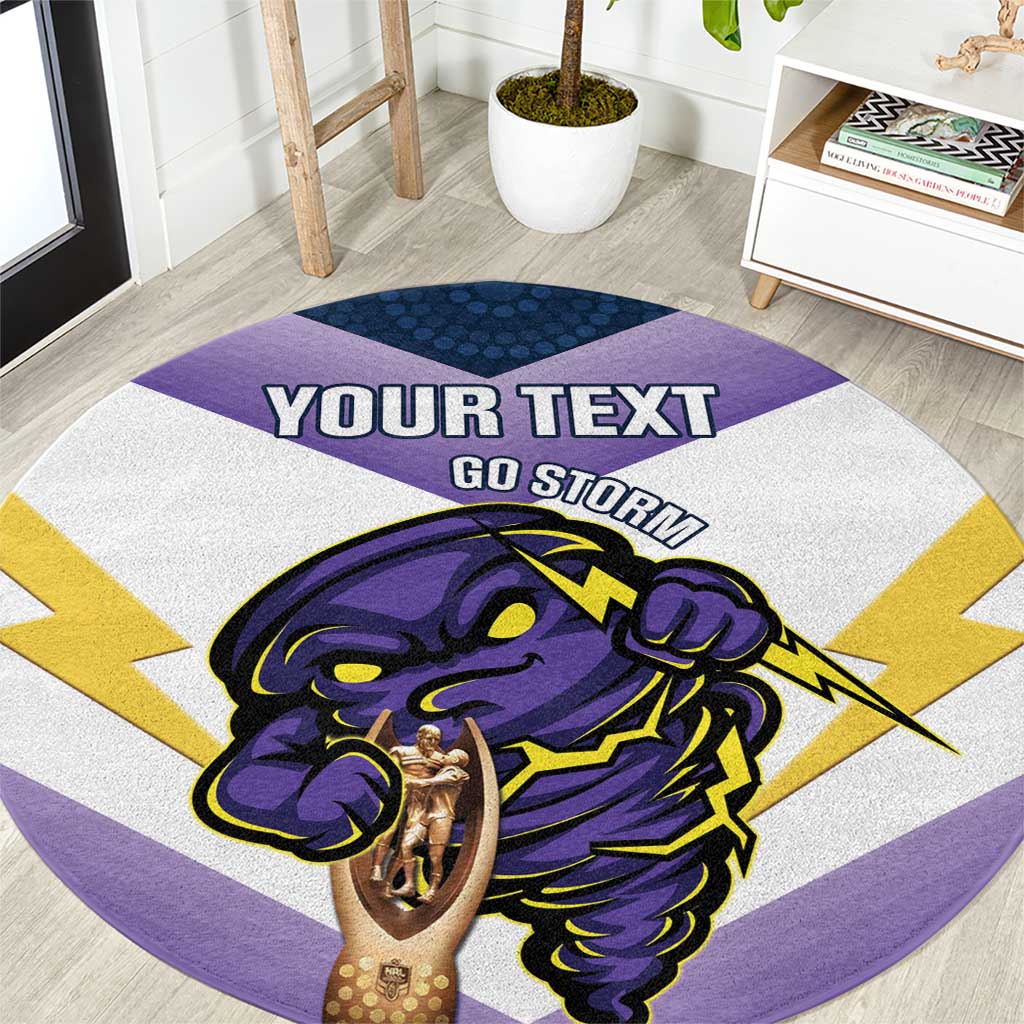 Personalised Storm Rugby 2024 Round Carpet Mascot With Trophy Go Champions Aboriginal Art