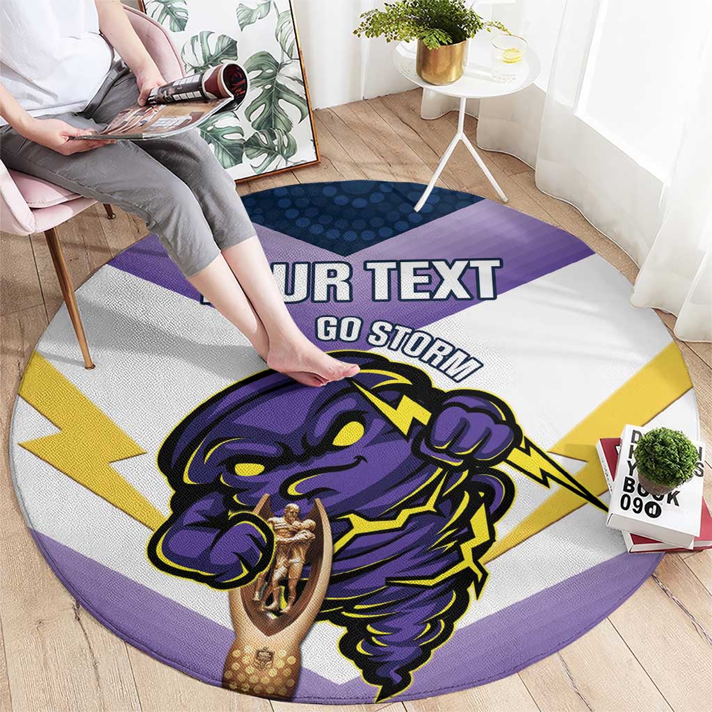 Personalised Storm Rugby 2024 Round Carpet Mascot With Trophy Go Champions Aboriginal Art