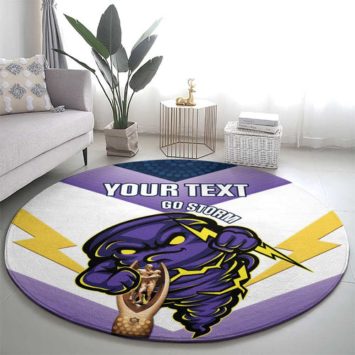 Personalised Storm Rugby 2024 Round Carpet Mascot With Trophy Go Champions Aboriginal Art