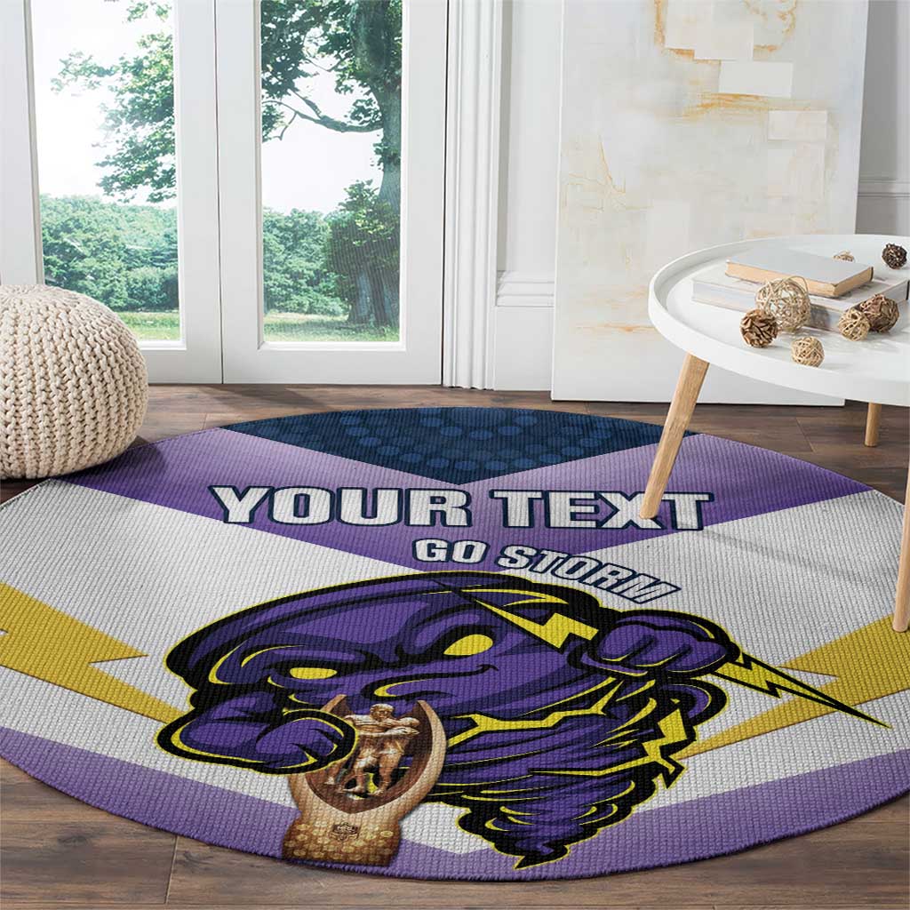 Personalised Storm Rugby 2024 Round Carpet Mascot With Trophy Go Champions Aboriginal Art