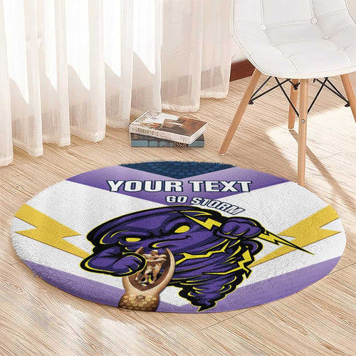 Personalised Storm Rugby 2024 Round Carpet Mascot With Trophy Go Champions Aboriginal Art