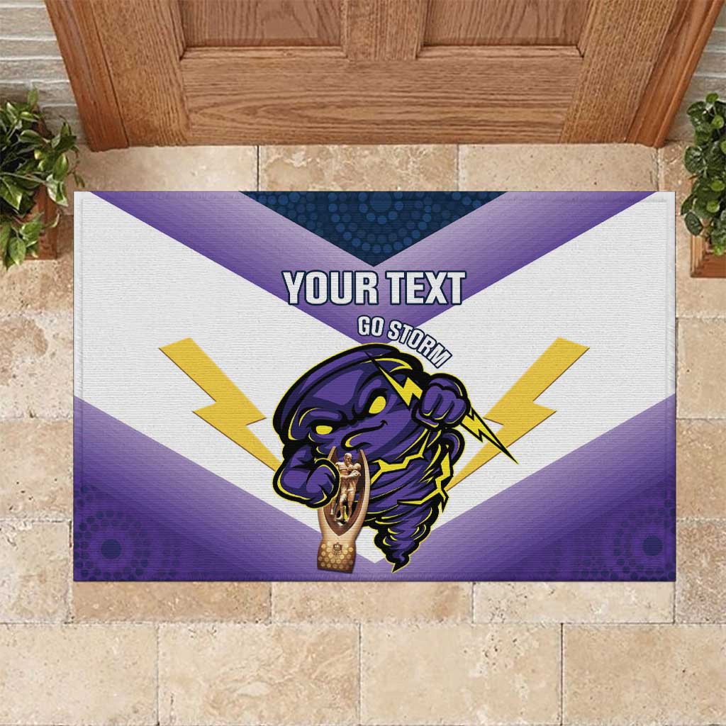 Personalised Storm Rugby 2024 Rubber Doormat Mascot With Trophy Go Champions Aboriginal Art