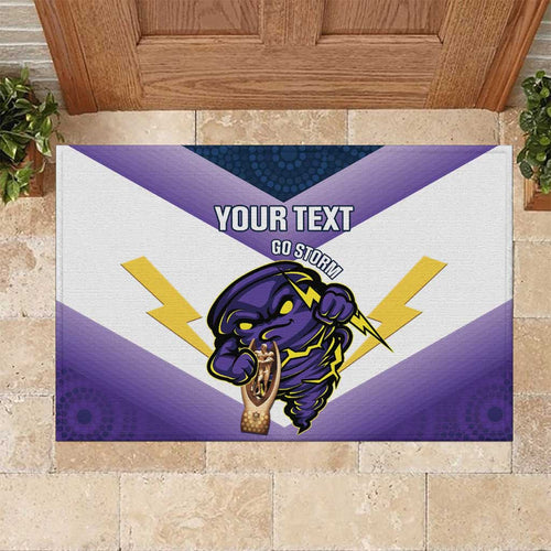 Personalised Storm Rugby 2024 Rubber Doormat Mascot With Trophy Go Champions Aboriginal Art