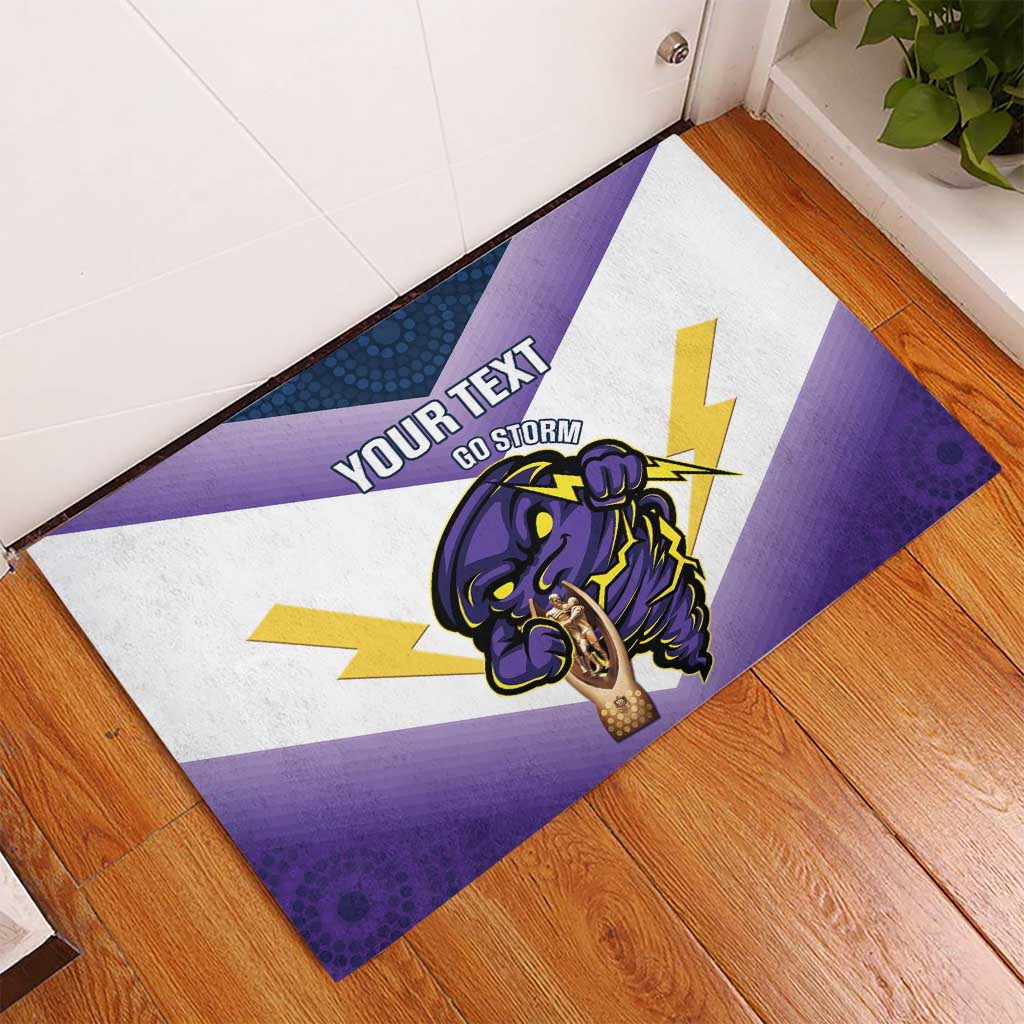 Personalised Storm Rugby 2024 Rubber Doormat Mascot With Trophy Go Champions Aboriginal Art