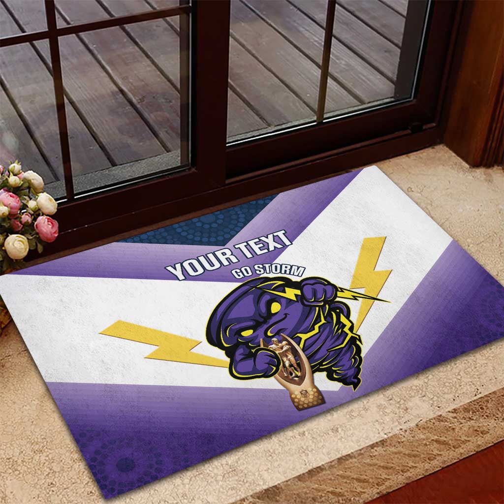 Personalised Storm Rugby 2024 Rubber Doormat Mascot With Trophy Go Champions Aboriginal Art