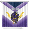 Personalised Storm Rugby 2024 Shower Curtain Mascot With Trophy Go Champions Aboriginal Art