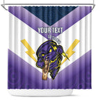 Personalised Storm Rugby 2024 Shower Curtain Mascot With Trophy Go Champions Aboriginal Art