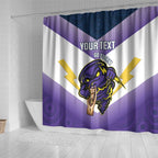 Personalised Storm Rugby 2024 Shower Curtain Mascot With Trophy Go Champions Aboriginal Art